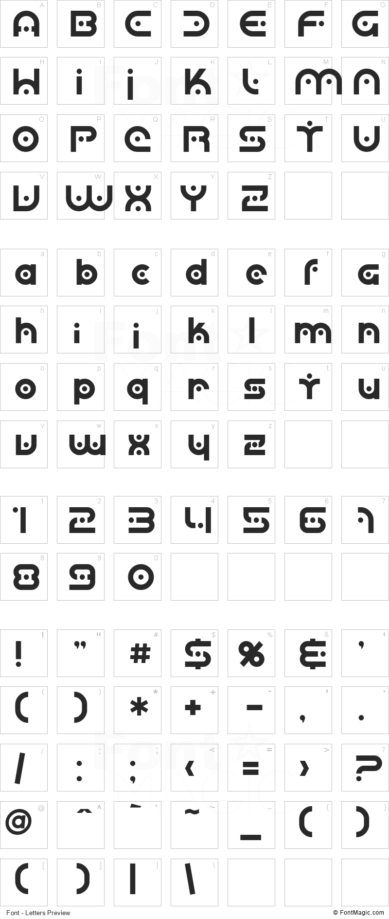SF Planetary Orbiter Font - All Latters Preview Chart